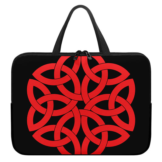 Red Celtic Knot Print Laptop Sleeve With Handle