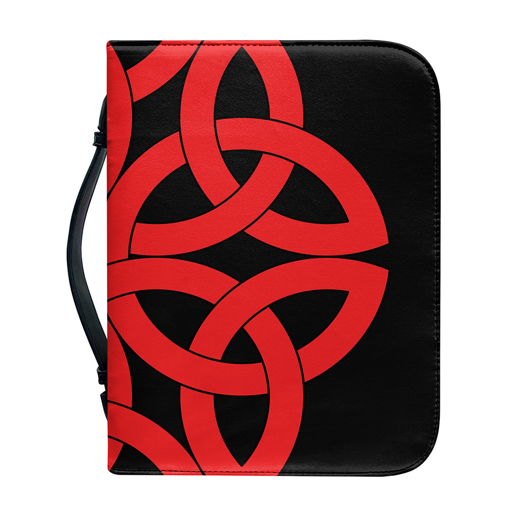 Red Celtic Knot Print Leather Bible Cover
