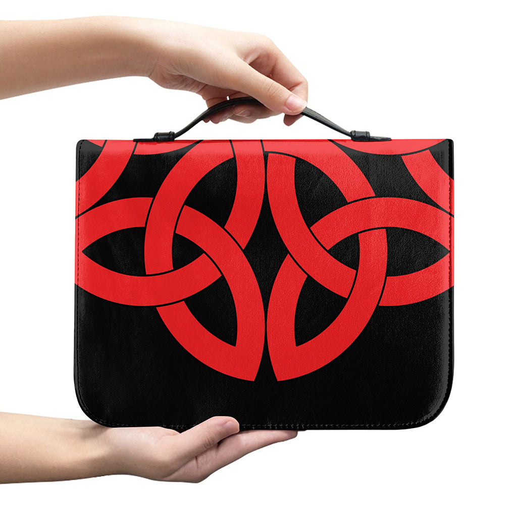 Red Celtic Knot Print Leather Bible Cover