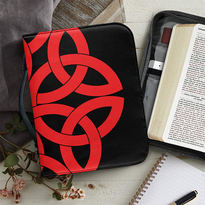 Red Celtic Knot Print Leather Bible Cover
