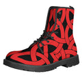 Red Celtic Knot Print Lace-Up Boots