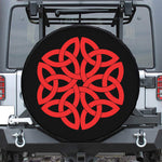 Red Celtic Knot Print Leather Spare Tire Cover
