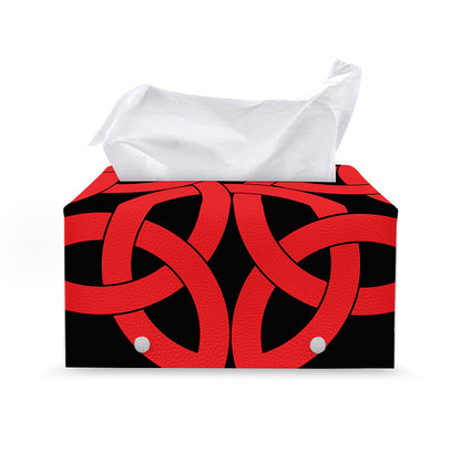 Red Celtic Knot Print Leather Tissue Box Cover