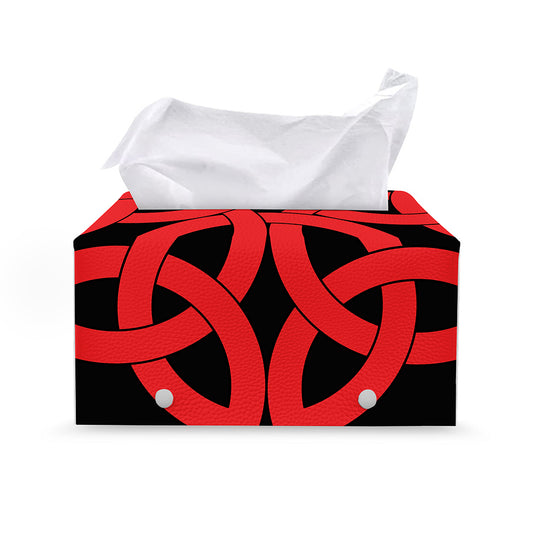 Red Celtic Knot Print Leather Tissue Box Cover