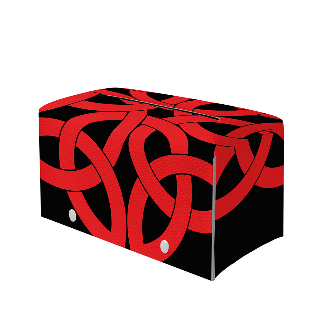 Red Celtic Knot Print Leather Tissue Box Cover