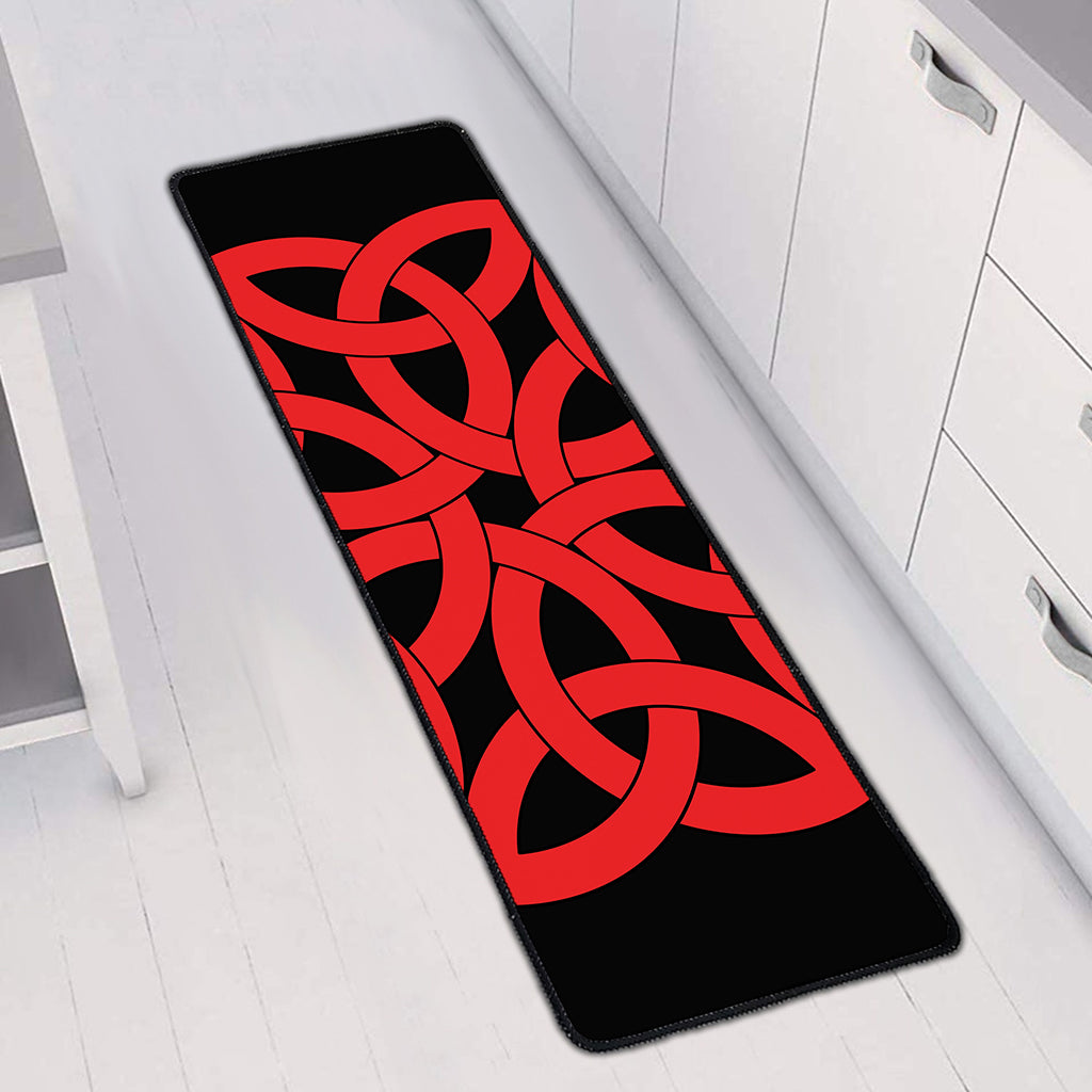 Red Celtic Knot Print Long Kitchen Mat