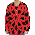 Red Celtic Knot Print Long Sleeve Baseball Jersey