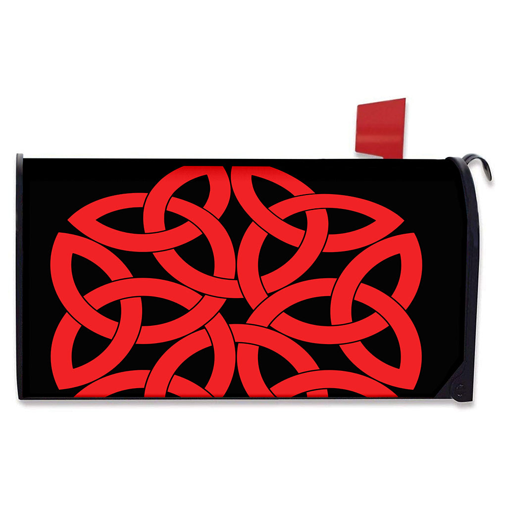 Red Celtic Knot Print Mailbox Cover