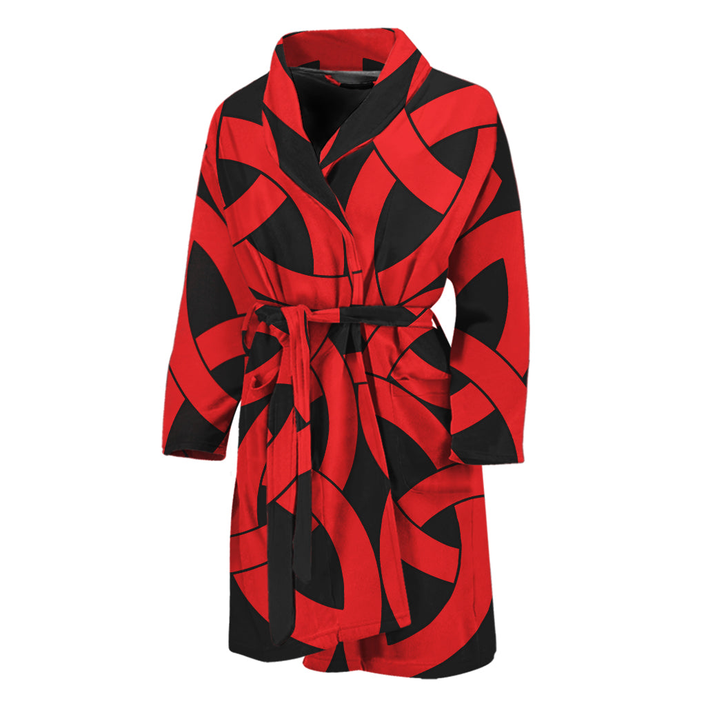 Red Celtic Knot Print Men's Bathrobe