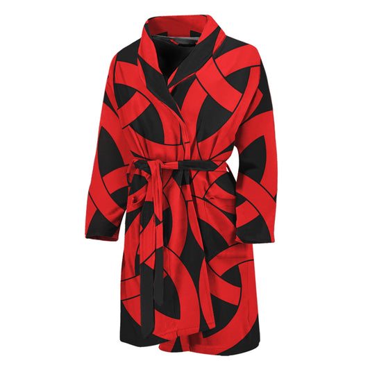 Red Celtic Knot Print Men's Bathrobe
