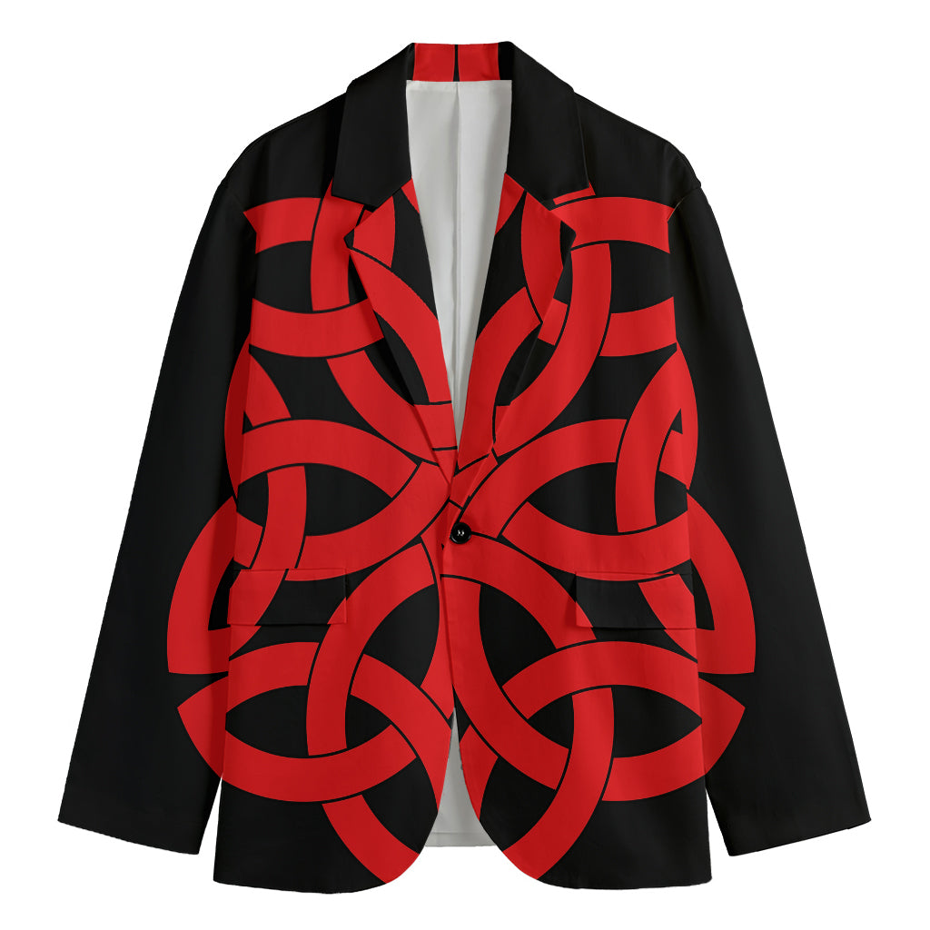 Red Celtic Knot Print Men's Blazer