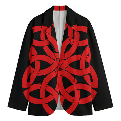Red Celtic Knot Print Men's Blazer