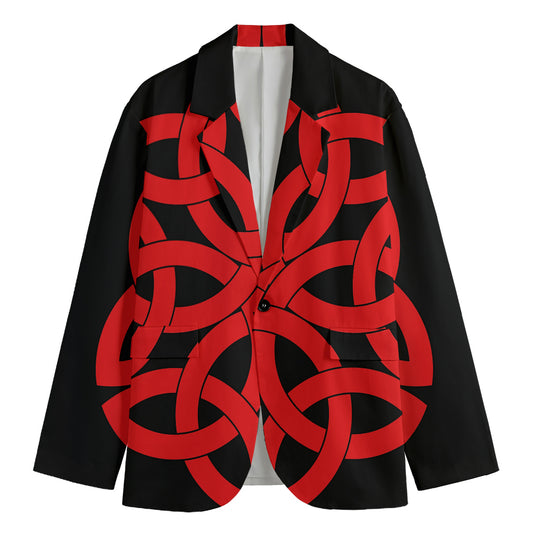 Red Celtic Knot Print Men's Blazer