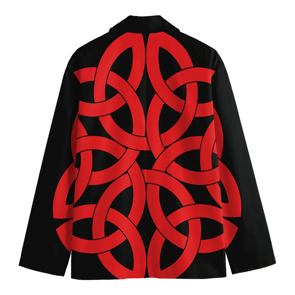Red Celtic Knot Print Men's Blazer