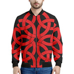 Red Celtic Knot Print Men's Bomber Jacket
