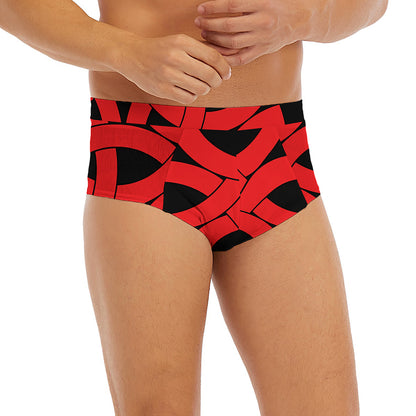 Red Celtic Knot Print Men's Briefs