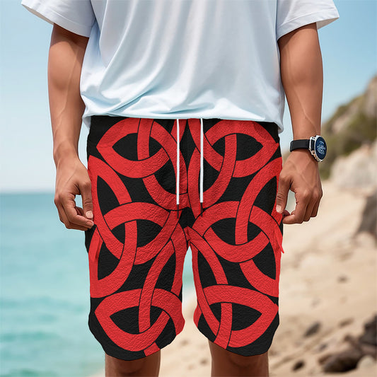 Red Celtic Knot Print Men's Cargo Shorts