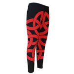 Red Celtic Knot Print Men's Compression Pants