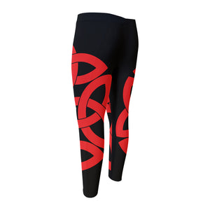 Red Celtic Knot Print Men's Compression Pants