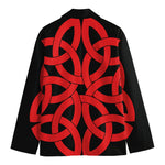 Red Celtic Knot Print Men's Cotton Blazer