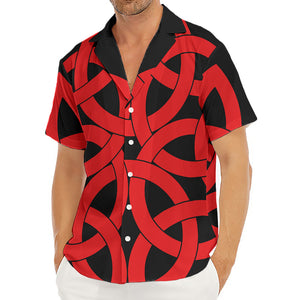 Red Celtic Knot Print Men's Deep V-Neck Shirt