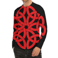 Red Celtic Knot Print Men's Long Sleeve Rash Guard