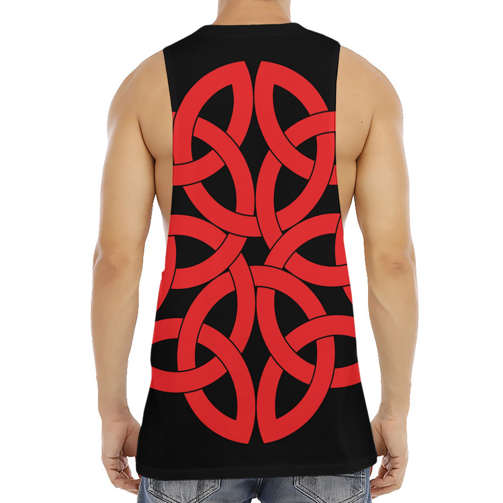 Red Celtic Knot Print Men's Muscle Tank Top
