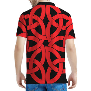 Red Celtic Knot Print Men's Polo Shirt