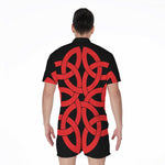Red Celtic Knot Print Men's Rompers