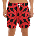 Red Celtic Knot Print Men's Split Running Shorts
