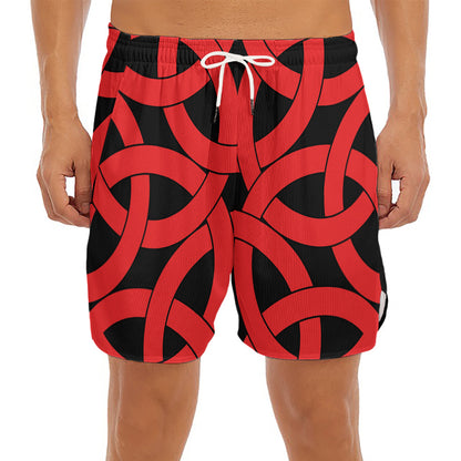 Red Celtic Knot Print Men's Split Running Shorts