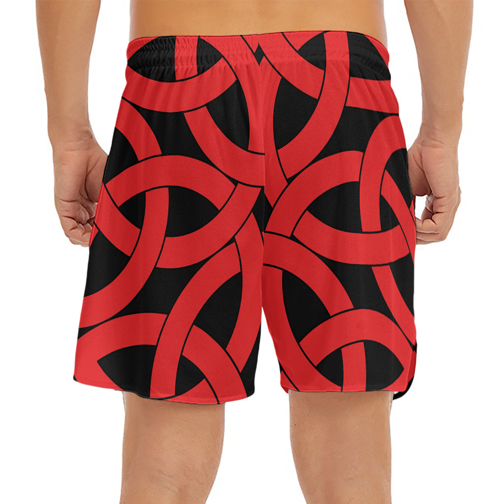 Red Celtic Knot Print Men's Split Running Shorts
