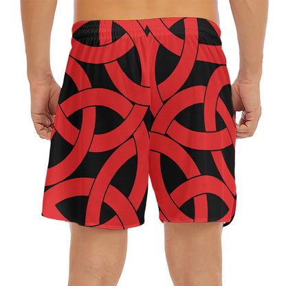 Red Celtic Knot Print Men's Split Running Shorts