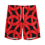 Red Celtic Knot Print Men's Sports Shorts