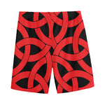 Red Celtic Knot Print Men's Sports Shorts