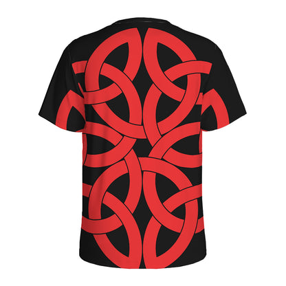 Red Celtic Knot Print Men's Sports T-Shirt