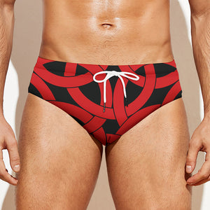 Red Celtic Knot Print Men's Swim Briefs