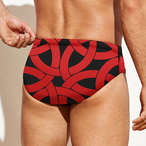 Red Celtic Knot Print Men's Swim Briefs