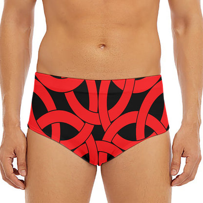 Red Celtic Knot Print Men's Triangle Swim Briefs