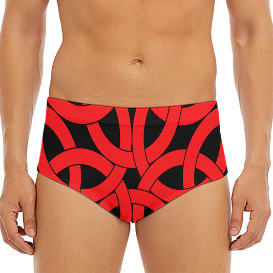 Red Celtic Knot Print Men's Triangle Swim Briefs