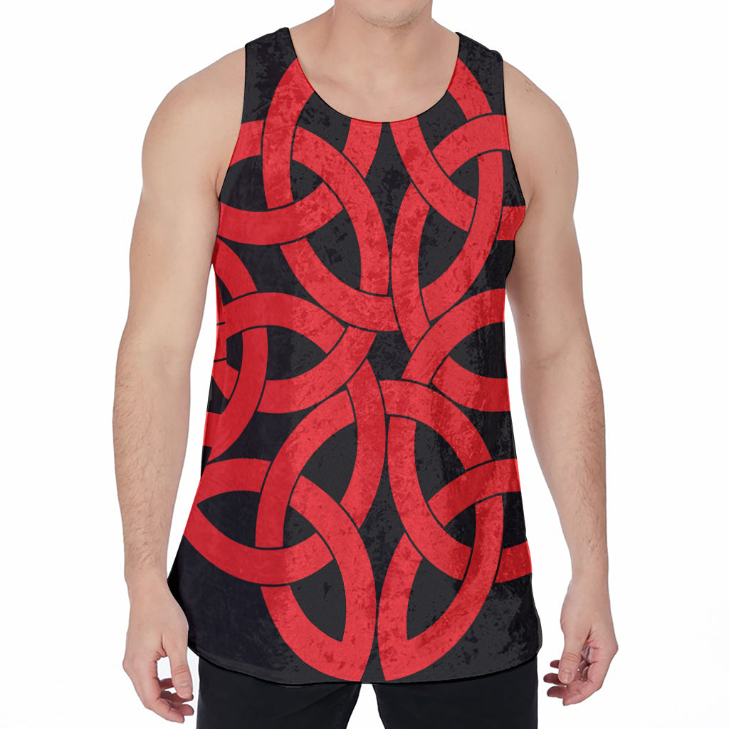 Red Celtic Knot Print Men's Velvet Tank Top