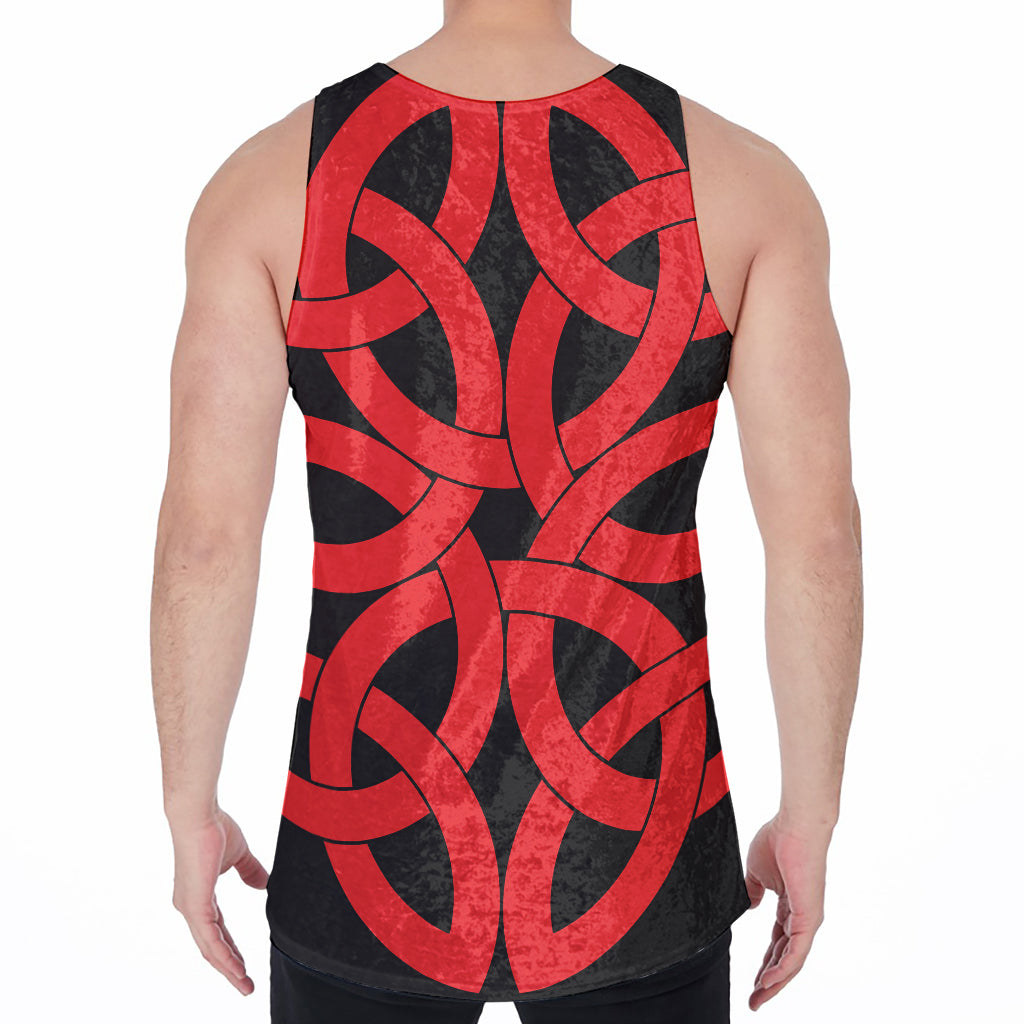 Red Celtic Knot Print Men's Velvet Tank Top