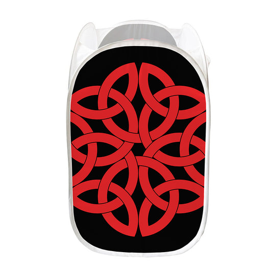 Red Celtic Knot Print Mesh Laundry Hamper