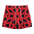 Red Celtic Knot Print Mesh Shorts