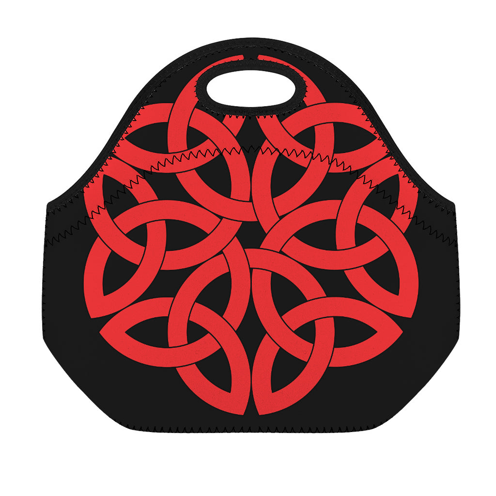 Red Celtic Knot Print Neoprene Lunch Bag