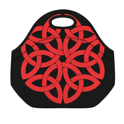 Red Celtic Knot Print Neoprene Lunch Bag
