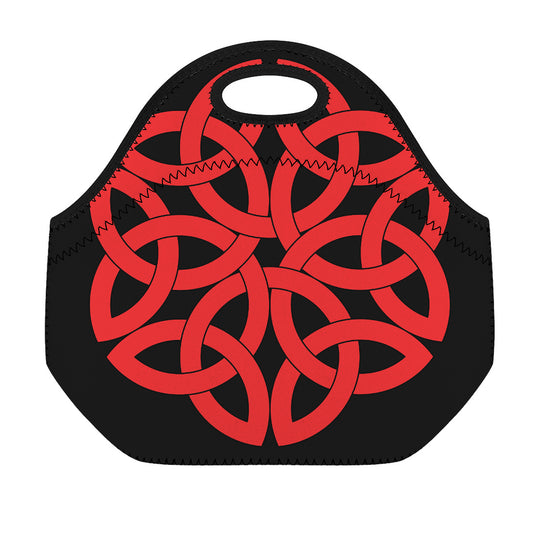 Red Celtic Knot Print Neoprene Lunch Bag