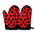 Red Celtic Knot Print Oven Mitts
