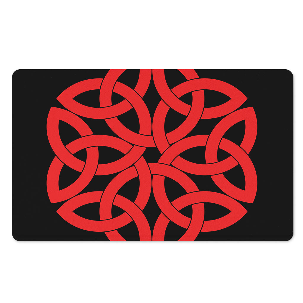 Red Celtic Knot Print Polyester Doormat