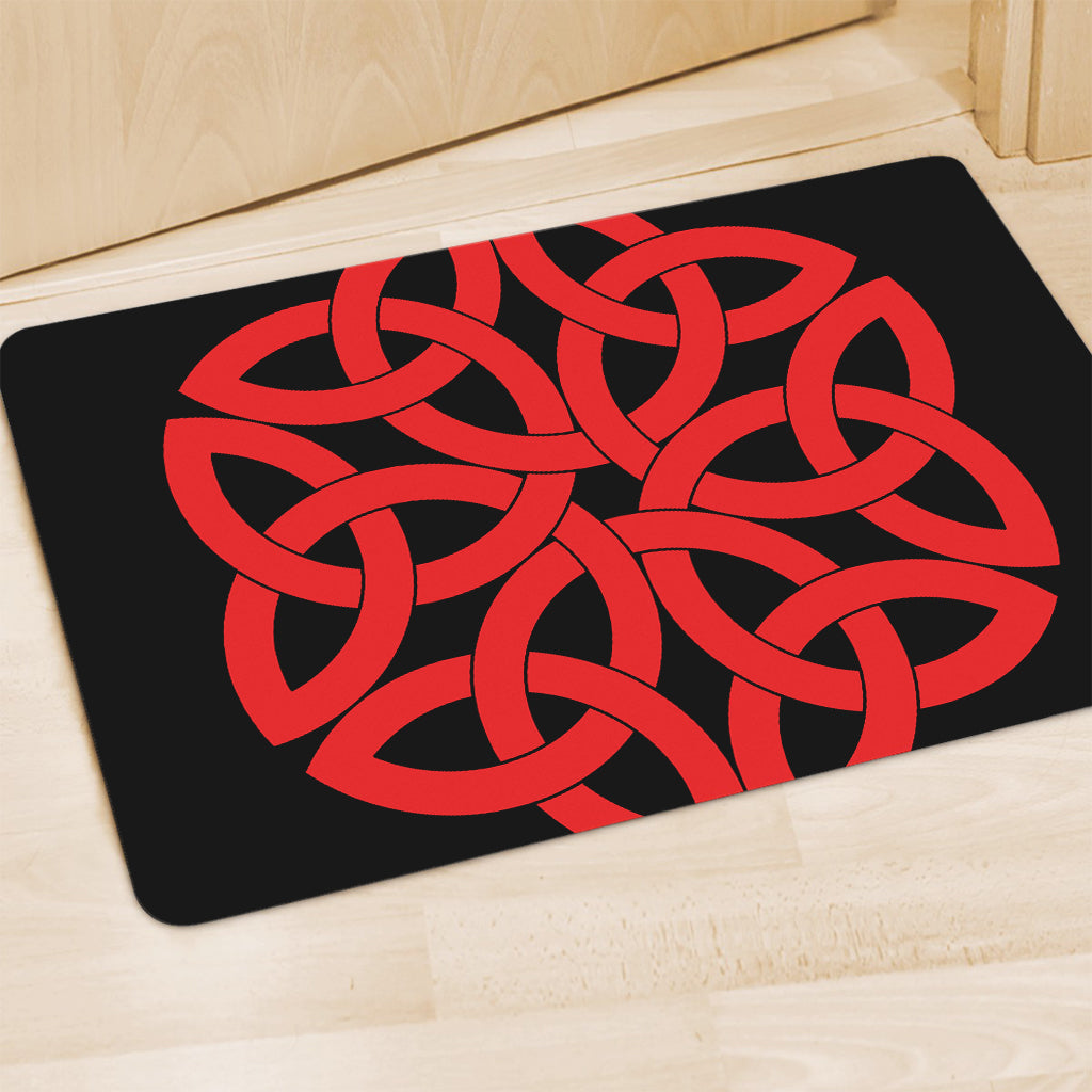 Red Celtic Knot Print Polyester Doormat
